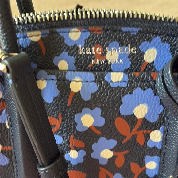 Kate Spade Blue and Brown Satchel with Floral Design